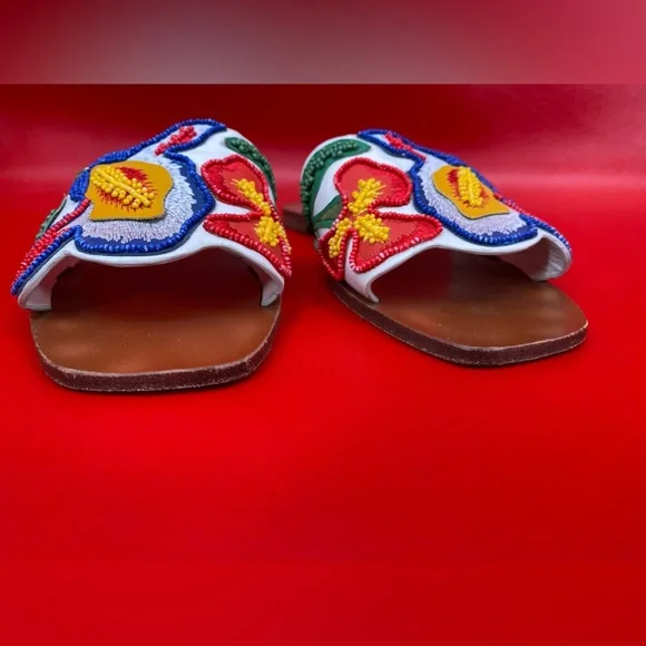 Tory Burch Bianca floral beaded flat sandals size 7 1/2 - Picture 5 of 14